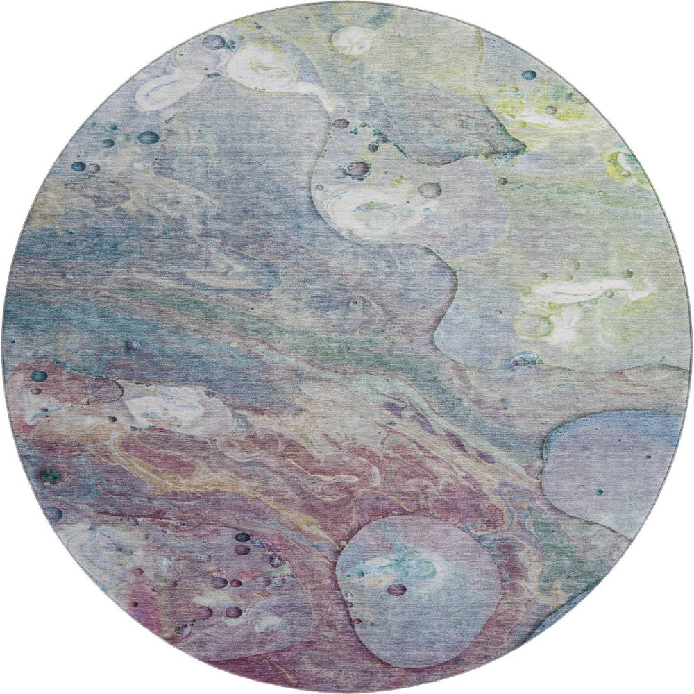 HomeRoots 8' X 10' Vibrant Blue, Purple & Green Abstract Washable Area Rug - UV Protected & Family-Friendly! 708848