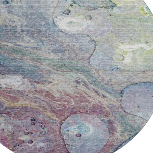 HomeRoots 8' X 10' Vibrant Blue, Purple & Green Abstract Washable Area Rug - UV Protected & Family-Friendly! 708848