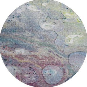HomeRoots 8' X 10' Vibrant Blue, Purple & Green Abstract Washable Area Rug - UV Protected & Family-Friendly! 708848
