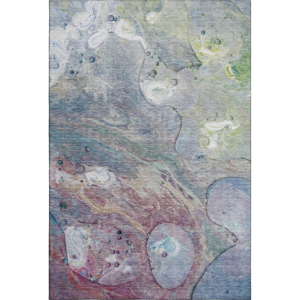 HomeRoots 9' X 12' Washable Abstract Area Rug in Blue, Purple & Green - UV Protected, Stain-Resistant Design 708849