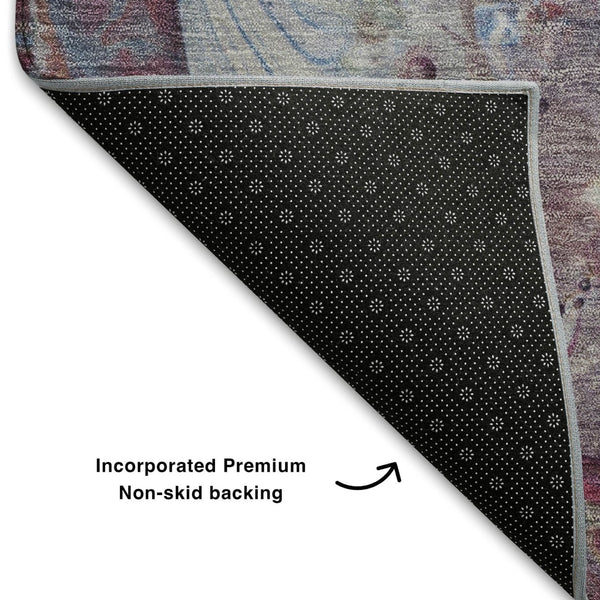 HomeRoots 9' X 12' Washable Abstract Area Rug in Blue, Purple & Green - UV Protected, Stain-Resistant Design 708849