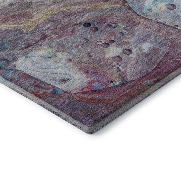 HomeRoots 9' X 12' Washable Abstract Area Rug in Blue, Purple & Green - UV Protected, Stain-Resistant Design 708849