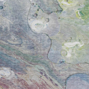 HomeRoots 9' X 12' Washable Abstract Area Rug in Blue, Purple & Green - UV Protected, Stain-Resistant Design 708849