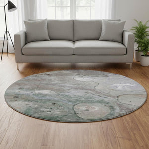 HomeRoots 8' X 10' Abstract Khaki Beige & Purple Washable Area Rug - Stain Resistant, UV Protected, Soft & Durable 708854