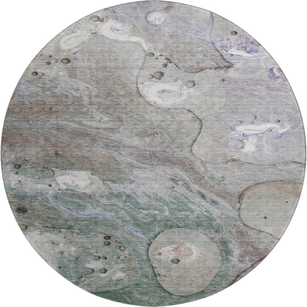 HomeRoots 8' X 10' Abstract Khaki Beige & Purple Washable Area Rug - Stain Resistant, UV Protected, Soft & Durable 708854