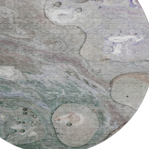 HomeRoots 8' X 10' Abstract Khaki Beige & Purple Washable Area Rug - Stain Resistant, UV Protected, Soft & Durable 708854