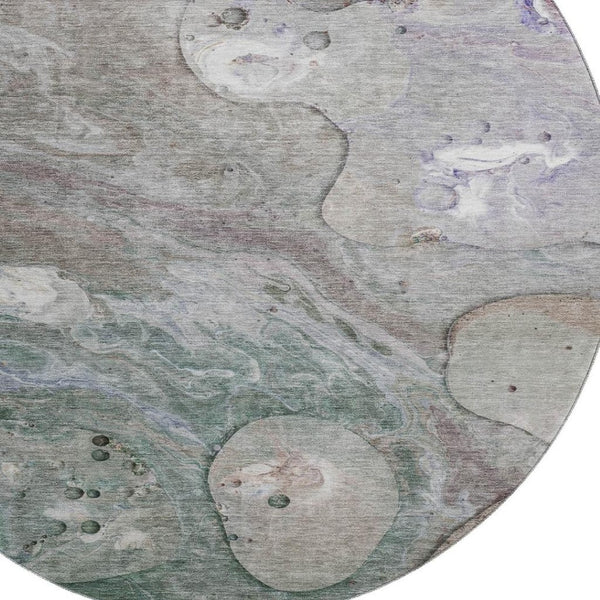 HomeRoots 8' X 10' Abstract Khaki Beige & Purple Washable Area Rug - Stain Resistant, UV Protected, Soft & Durable 708854