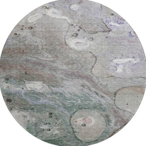 HomeRoots 8' X 10' Abstract Khaki Beige & Purple Washable Area Rug - Stain Resistant, UV Protected, Soft & Durable 708854