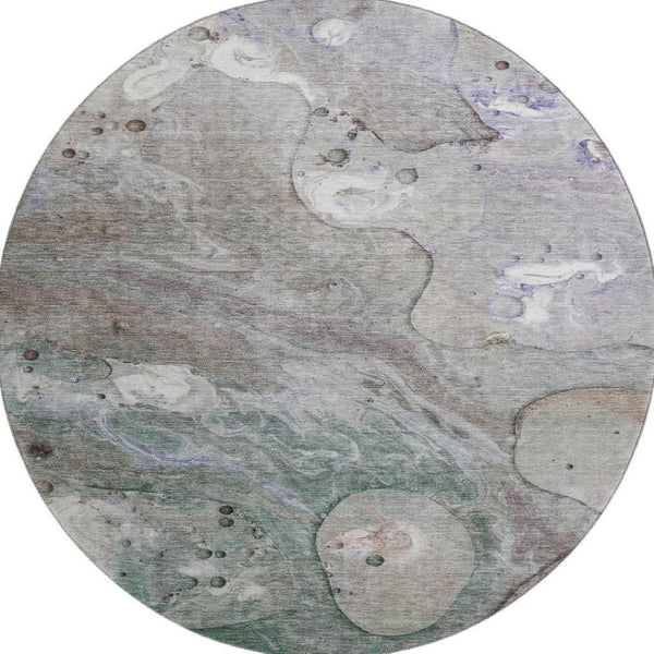 HomeRoots 8' X 10' Abstract Khaki Beige & Purple Washable Area Rug - Stain Resistant, UV Protected, Soft & Durable 708854