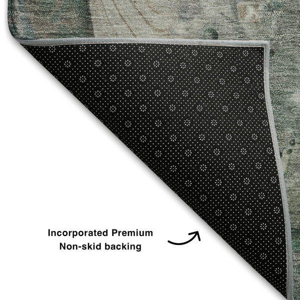 HomeRoots 9' X 12' Khaki Beige & Purple Abstract Washable Area Rug - UV Protected, Stain Resistant, Non-Slip 708855