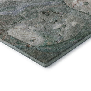 HomeRoots 9' X 12' Khaki Beige & Purple Abstract Washable Area Rug - UV Protected, Stain Resistant, Non-Slip 708855