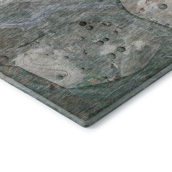 HomeRoots 9' X 12' Khaki Beige & Purple Abstract Washable Area Rug - UV Protected, Stain Resistant, Non-Slip 708855
