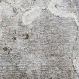 HomeRoots 9' X 12' Khaki Beige & Purple Abstract Washable Area Rug - UV Protected, Stain Resistant, Non-Slip 708855