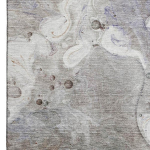 HomeRoots 9' X 12' Khaki Beige & Purple Abstract Washable Area Rug - UV Protected, Stain Resistant, Non-Slip 708855