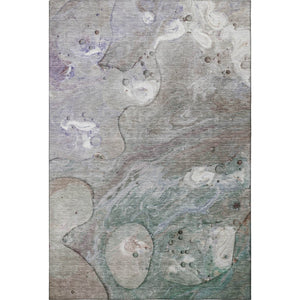 HomeRoots 10' Modern Khaki Beige & Purple Abstract Area Rug - Washable, UV Protected, Stain-Resistant Design! 708856