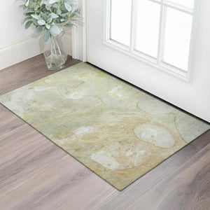 HomeRoots 5' X 8' Contemporary Abstract Ivory and Green Washable Area Rug with UV Protection and Non-Slip Backing 708858