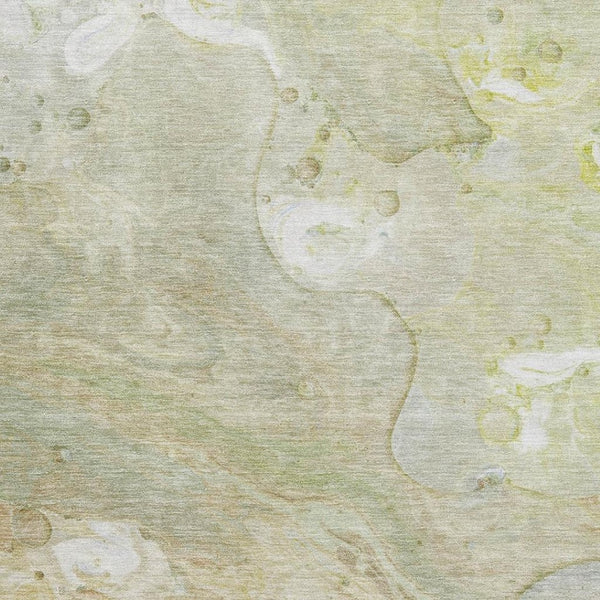 HomeRoots 8' Washable Round Rug in Linen Ivory & Soft Green - Modern Abstract Design with UV Protection & Durability 708859