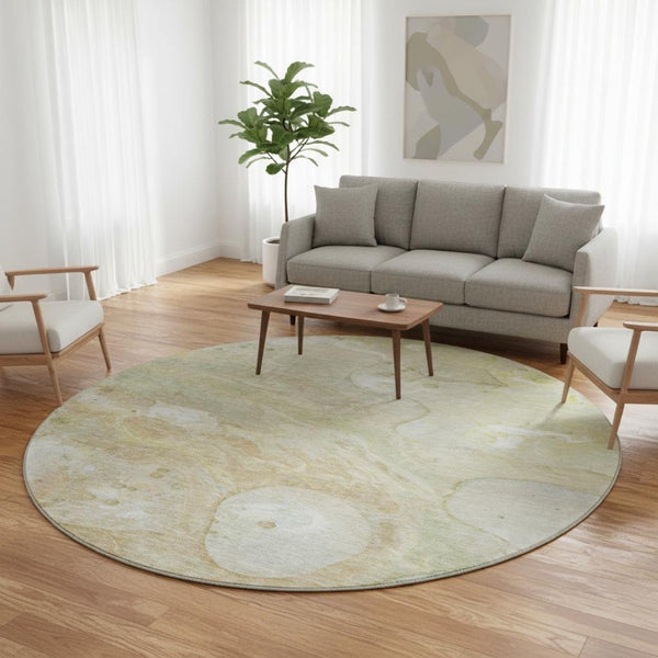 HomeRoots 8' X 10' Washable Linen Ivory & Green Area Rug with UV Protection - Durable, Modern Design for Homes 708860