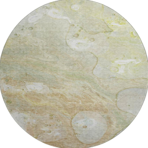 HomeRoots 8' X 10' Washable Linen Ivory & Green Area Rug with UV Protection - Durable, Modern Design for Homes 708860