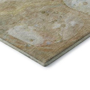 HomeRoots 9' X 12' Linen Ivory & Green Abstract Area Rug - Washable, UV Resistant, Modern Design for Homes 708861