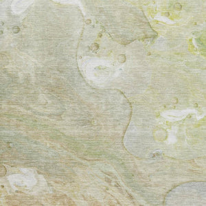 HomeRoots 9' X 12' Linen Ivory & Green Abstract Area Rug - Washable, UV Resistant, Modern Design for Homes 708861