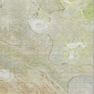 HomeRoots 10' X 14' Linen Ivory & Green Abstract Area Rug - Washable, UV Protected, Perfect for Busy Homes! 708862