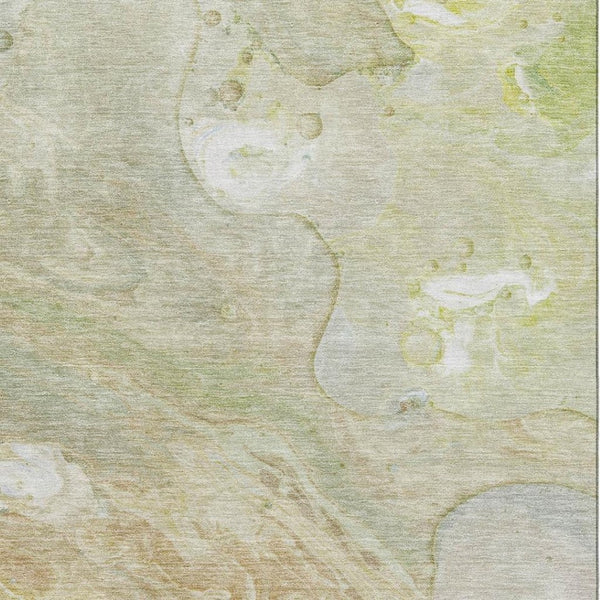 HomeRoots 10' X 14' Linen Ivory & Green Abstract Area Rug - Washable, UV Protected, Perfect for Busy Homes! 708862