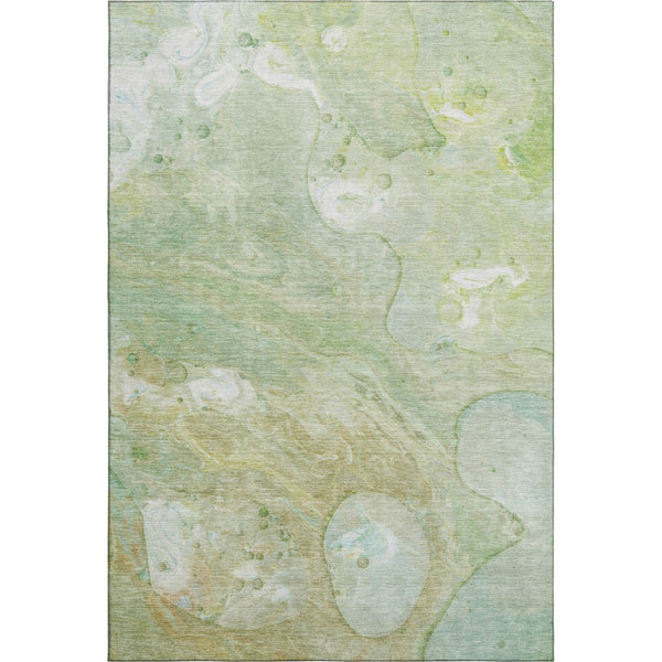 HomeRoots 8' Sage and Teal Abstract Round Rug - Washable, UV-Protected, Durable Design for Modern Homes 708865