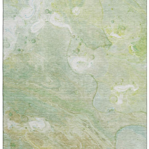 HomeRoots 8' Sage and Teal Abstract Round Rug - Washable, UV-Protected, Durable Design for Modern Homes 708865