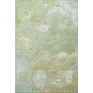 HomeRoots 8' Sage and Teal Abstract Round Rug - Washable, UV-Protected, Durable Design for Modern Homes 708865