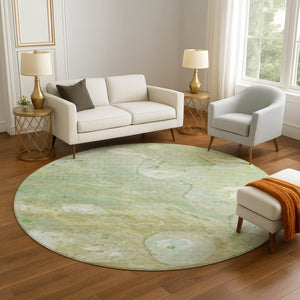 HomeRoots 8' X 10' Sage and Teal Abstract Area Rug - Washable, UV-Protected, Durable for Busy Homes & Spaces 708866