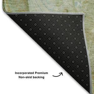 HomeRoots 8' X 10' Sage and Teal Abstract Area Rug - Washable, UV-Protected, Durable for Busy Homes & Spaces 708866
