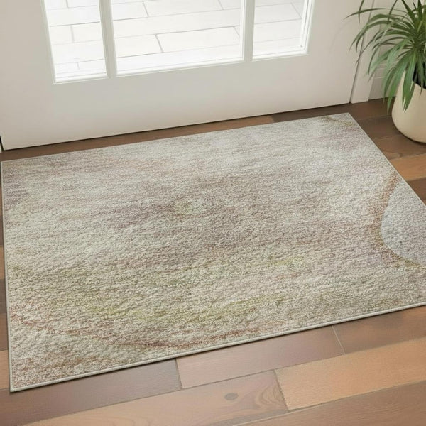 HomeRoots 5' X 8' Salmon & Lavender Abstract Washable Area Rug – Stylish, Durable, UV-Protected for Home Use 708870