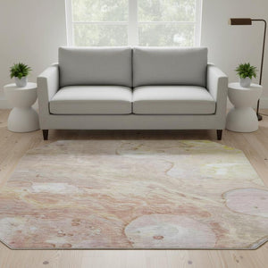 HomeRoots 8' X 10' Salmon and Lavender Abstract Washable Area Rug – Soft, Durable, UV Protected for Busy Homes 708872