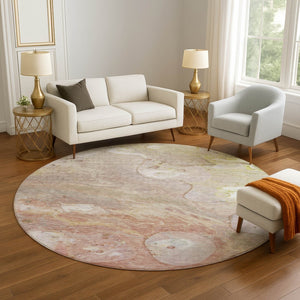 HomeRoots 8' X 10' Salmon and Lavender Abstract Washable Area Rug – Soft, Durable, UV Protected for Busy Homes 708872