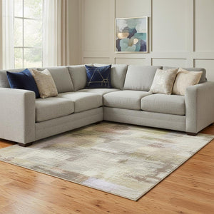 HomeRoots 9' X 12' Salmon And Lavender Abstract Washable Area Rug With UV Protection & Stain Resistance 708873