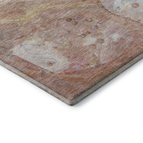 HomeRoots 9' X 12' Salmon And Lavender Abstract Washable Area Rug With UV Protection & Stain Resistance 708873