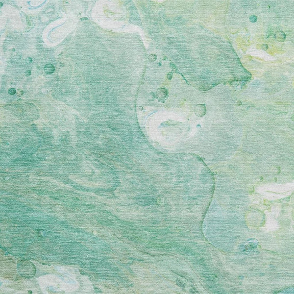 HomeRoots 8' Teal And Ivory Abstract Washable Round Rug - Durable, Stain Resistant, UV Protected for All Spaces 708877