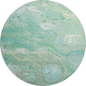 HomeRoots 8' X 10' Teal & Ivory Abstract Area Rug – Washable, UV-Protected, Durable for Homes with Kids & Pets 708878