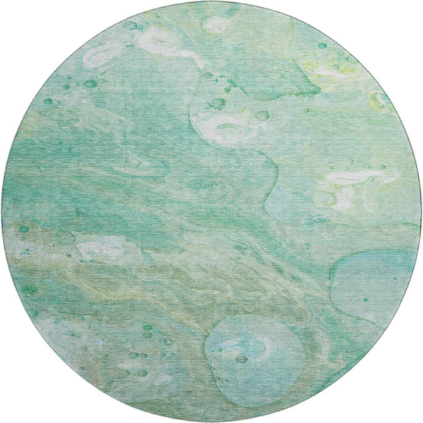 HomeRoots 8' X 10' Teal & Ivory Abstract Area Rug – Washable, UV-Protected, Durable for Homes with Kids & Pets 708878
