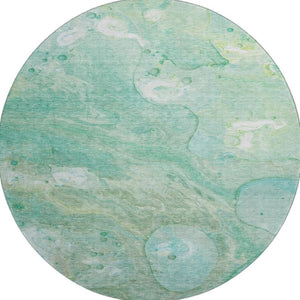 HomeRoots 8' X 10' Teal & Ivory Abstract Area Rug – Washable, UV-Protected, Durable for Homes with Kids & Pets 708878