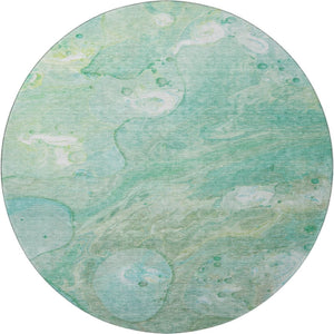 HomeRoots 8' X 10' Teal & Ivory Abstract Area Rug – Washable, UV-Protected, Durable for Homes with Kids & Pets 708878