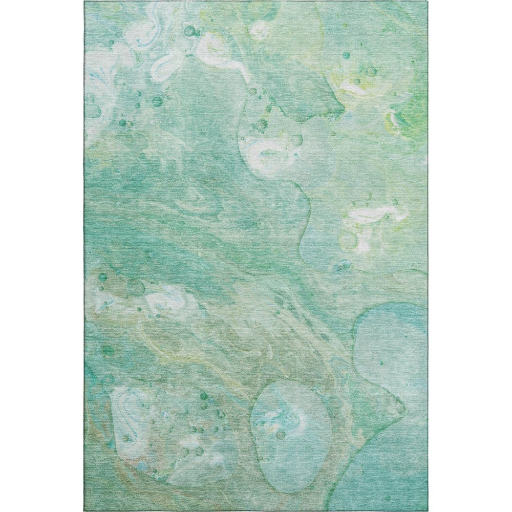 HomeRoots 9' X 12' Teal And Ivory Abstract Area Rug – Washable, Stain-Resistant, UV-Protected for Every Room! 708879