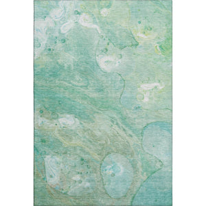 HomeRoots 10' X 14' Teal & Ivory Abstract Area Rug - UV Resistant, Stain-Proof, Easy-Care for Modern Homes 708880