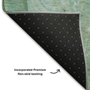 HomeRoots 10' X 14' Teal & Ivory Abstract Area Rug - UV Resistant, Stain-Proof, Easy-Care for Modern Homes 708880