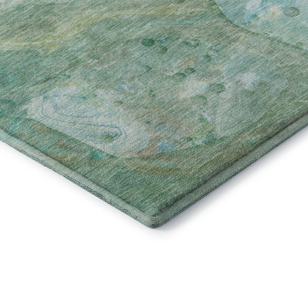HomeRoots 10' X 14' Teal & Ivory Abstract Area Rug - UV Resistant, Stain-Proof, Easy-Care for Modern Homes 708880