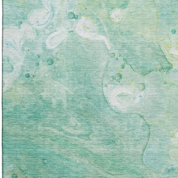 HomeRoots 10' X 14' Teal & Ivory Abstract Area Rug - UV Resistant, Stain-Proof, Easy-Care for Modern Homes 708880