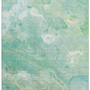HomeRoots 10' X 14' Teal & Ivory Abstract Area Rug - UV Resistant, Stain-Proof, Easy-Care for Modern Homes 708880