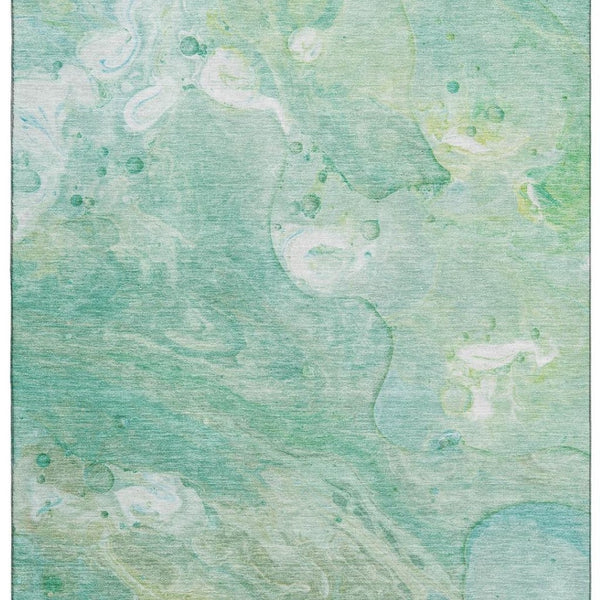HomeRoots 10' X 14' Teal & Ivory Abstract Area Rug - UV Resistant, Stain-Proof, Easy-Care for Modern Homes 708880