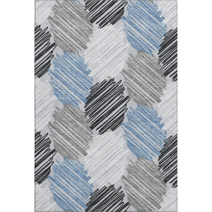 HomeRoots 10' X 14' Geometric Area Rug in Blue, Ivory & Gray - Washable, Durable, UV Protected for High-Traffic Areas 708886